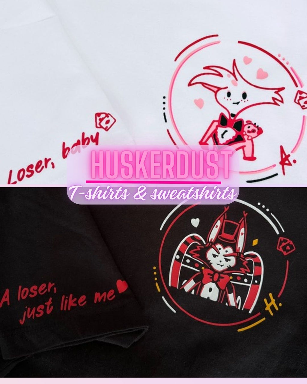 Husk y Angel Dust Hazbin hotel camisetas